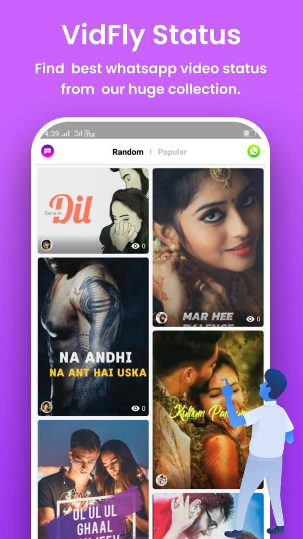 Full Screen Video Status for Whatsapp - VidFly screenshot 1