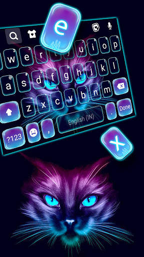 Sneaky Neon Cat Keyboard Background स्क्रीनशॉट 2