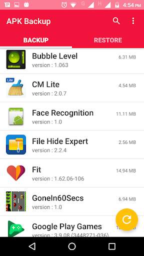 App back up and Restore 1 تصوير الشاشة