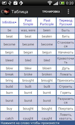 Неправильные глаголы. English скриншот 2