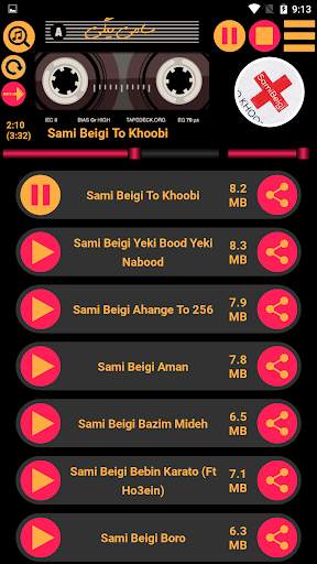 تمام آهنگ های سامی بیگی screenshot 2