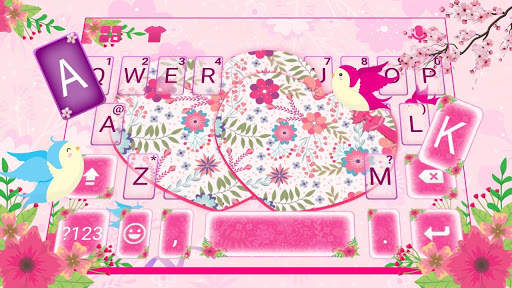 Pink Floral Hearts Keyboard Theme screenshot 1