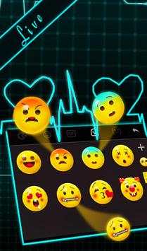 Live 3D Neon Blue Love Heart Keyboard Theme screenshot 1