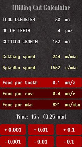 Milling Cut Calculator 6 تصوير الشاشة