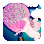 3D color by number pixel art unicorn logo