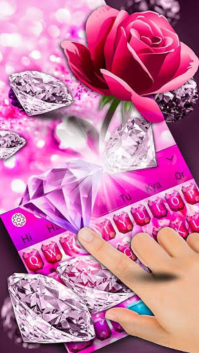 Pink Rose Diamond Keyboard Theme screenshot 3