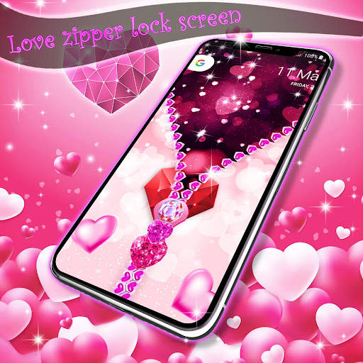 Love zipper lock screen screenshot 3