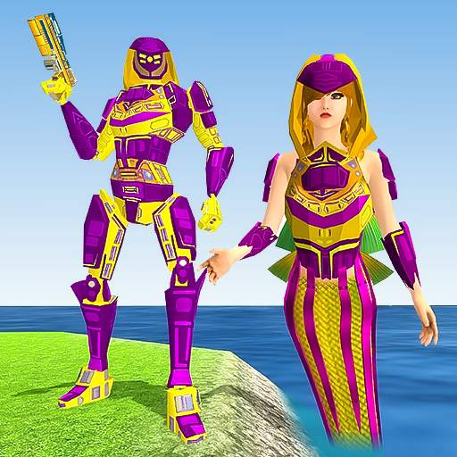 Mermaid Transform Robot: Air Jet Robot Games 1