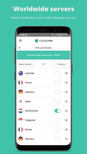 5 Euro VPN - The Android app for Online Privacy! screenshot 2