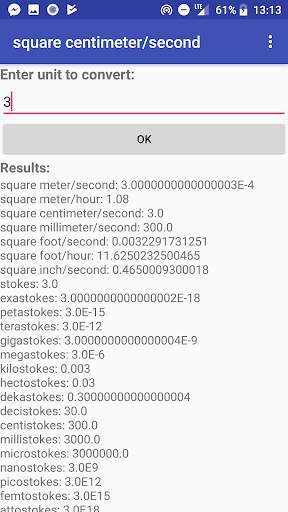Kinematic viscosity converter screenshot 2