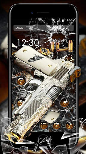 Gun Broken Glass Screen Military Gravity Theme screenshot 1