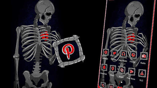 Broken Heart Skeleton Launcher Theme screenshot 2