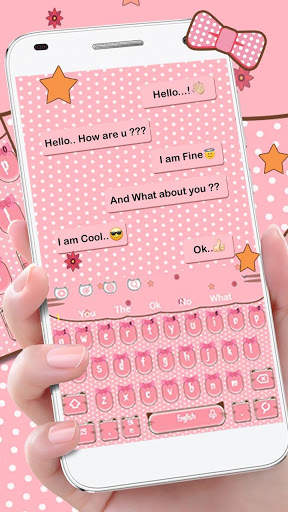 Cute Cat Bow Keyboard Theme screenshot 2