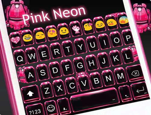 Pink Neon Emoji Keyboard Theme screenshot 5