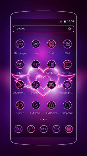 Valentine Day Neon Heart Theme screenshot 2