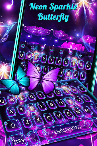 Neon Sparkle Butterfly Keyboard screenshot 1