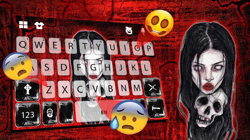 Red Creepy Girl Keyboard Theme screenshot 1
