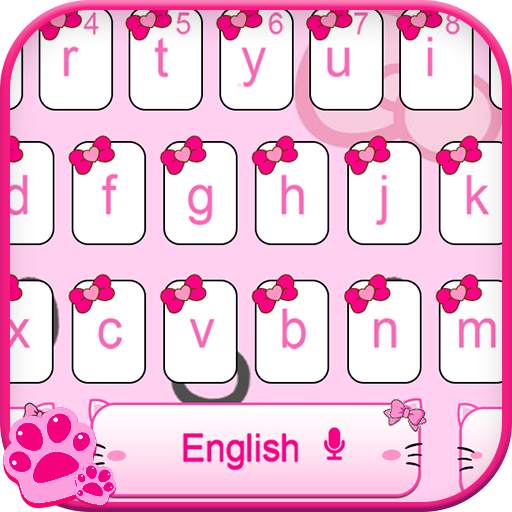 Pink Cute Kitty Cartoon Keyboard Theme 10001003