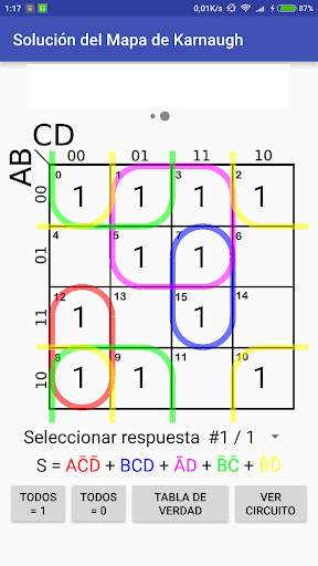 Solución para mapas Karnaugh screenshot 5
