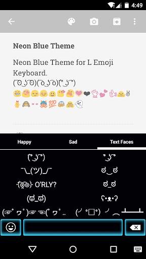 Neon Blue Emoji Keyboard Theme screenshot 3