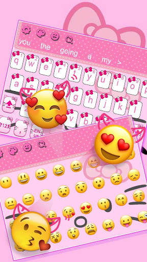 Pink Cute Kitty Cartoon Keyboard Theme स्क्रीनशॉट 3