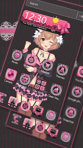 3D Sexy pink girl theme screenshot 4
