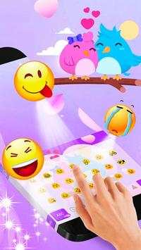 Purple Cute Love Birds Couple Keyboard Theme screenshot 2