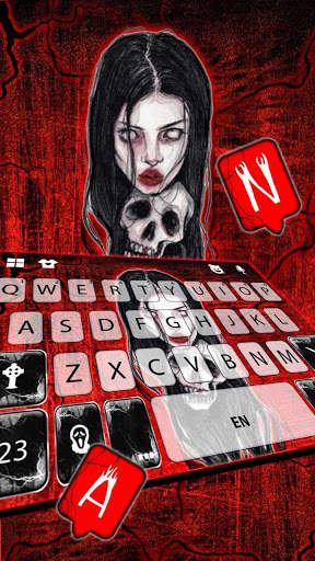 Red Creepy Girl Keyboard Theme screenshot 3
