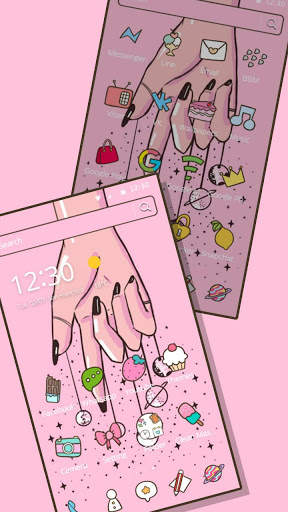 Pink Cartoon Finger Planets Theme🌠 screenshot 3