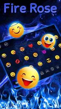 Blue Flaming Fire Rose keyboard Theme скриншот 3