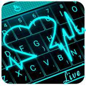 Live 3D Neon Blue Love Heart Keyboard Theme 6.7.16.2019