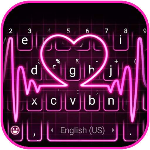 Pink Neon Heart Keyboard Theme 1.0