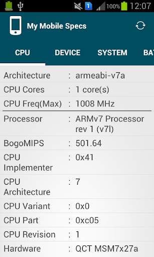 My Mobile Spec screenshot 1