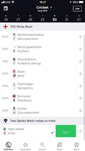 SkyScore - Live Scores and Sports News screenshot 1