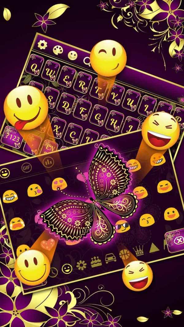 Purple Gold Butterfly Keyboard screenshot 3