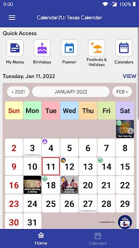 Texas Calendar скриншот 1