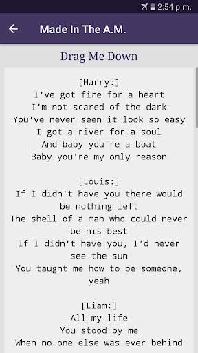 One Direction Lyrics screenshot 3