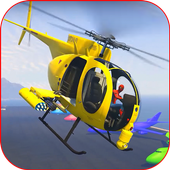 Superheroes Flying Helicopter Racing icon