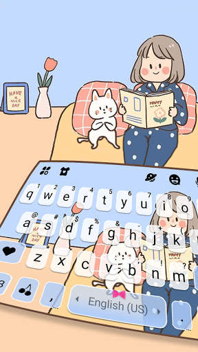 Girl With Cat Keyboard Background screenshot 3