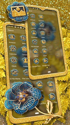 Golden Blue Rose Theme Launcher screenshot 4