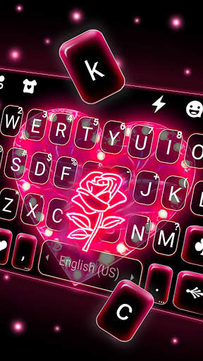 Pink Heart Black Keyboard Background screenshot 2