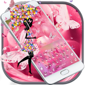 Pink Rose Water Drops Keyboard icon