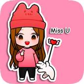 Unnie Doll Cute Stickers For Whatsapp 4.0