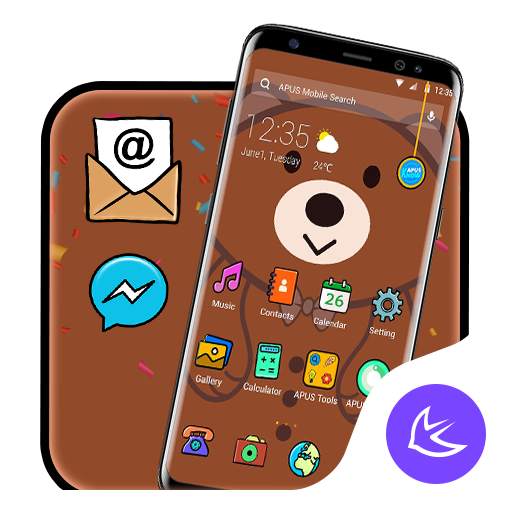 Brown Cute Bear APUS Launcher theme 63.0.1001