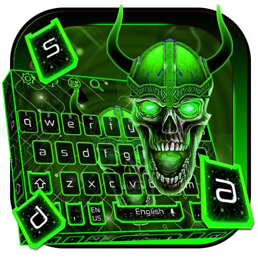 Green Tech Metallic Skull Theme 10001002