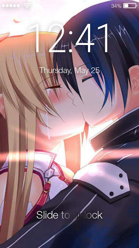 Anime Asuna  And Kirito In Love  Screen Lock 1 تصوير الشاشة