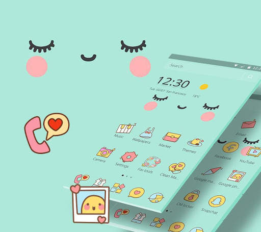 Tema Biru Lucu Kartun Manis screenshot 2