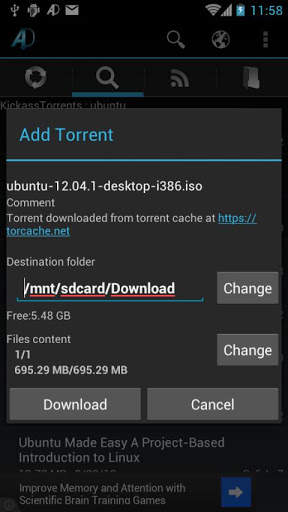 aDownloader - torrent download screenshot 1