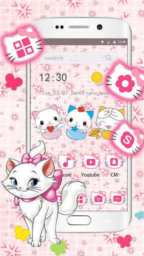 Pink Cute Cartoon kitty Launcher screenshot 1