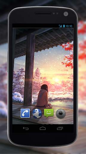 Anime Girl Winter Sunset Live Wallpaper screenshot 1
